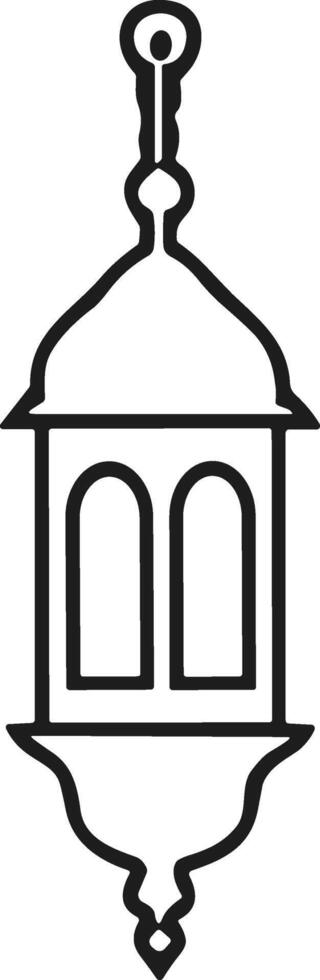 Simple Islamic Lantern Line Art Illustration vector