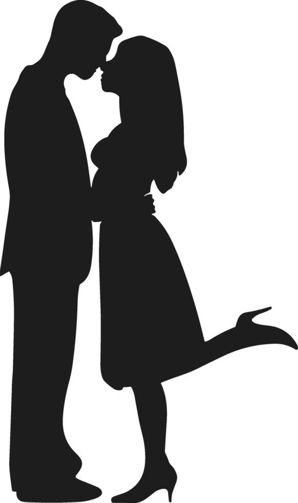 Romantic Couple Silhouette Kissing with Playful Pose Illustration vector
