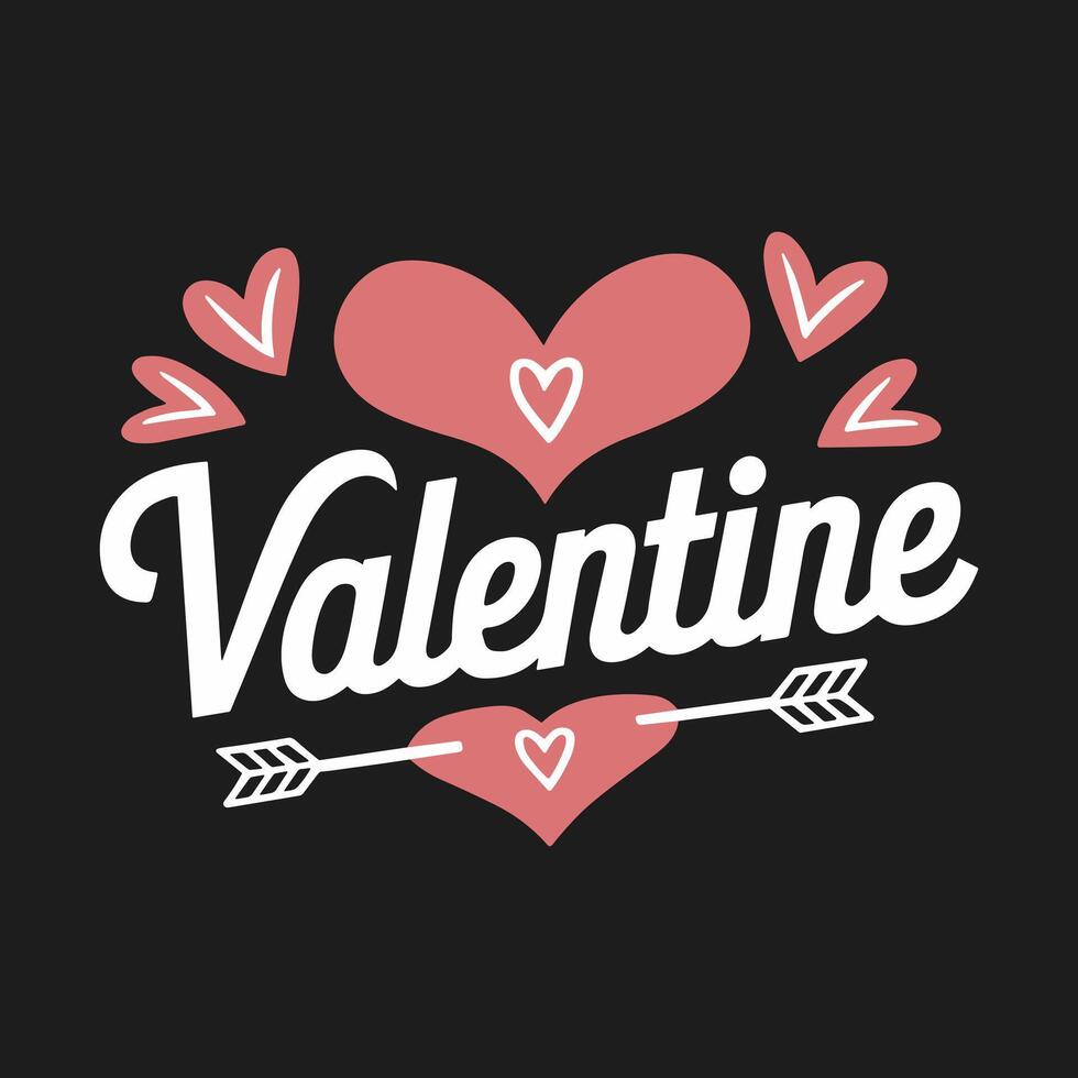 Valentine's Day Heart and Arrow Typography Illustration vector