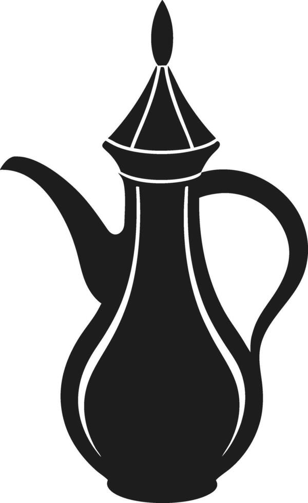 Silhouette of Traditional Turkish Coffee Pot - Iconic Turkish Teapot Illustration vector