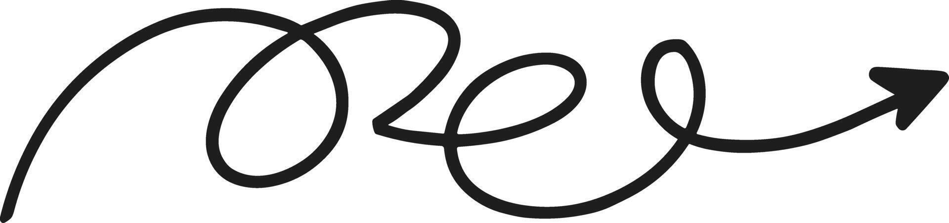Curved Arrow with Swirls Silhouette - Illustration vector
