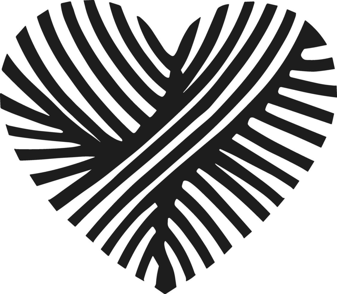 Palm Leaf Heart Silhouette Illustration vector