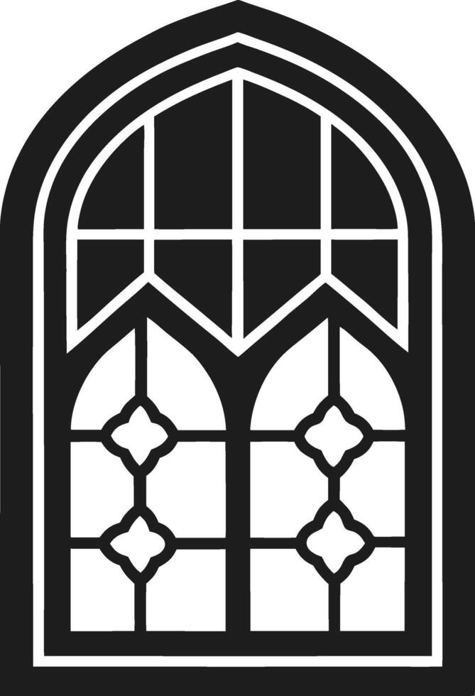 Elegant Gothic Arched Window - Minimalist Silhouette Illustration vector