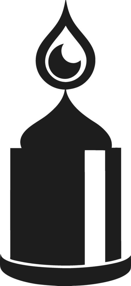 Minimalist Candle Icon with Crescent Moon - Illustration vector