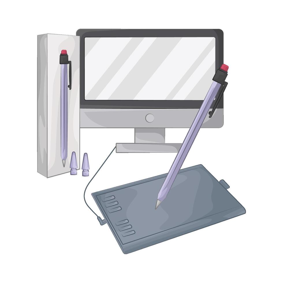 illustration of drawing on a pen tablet vector