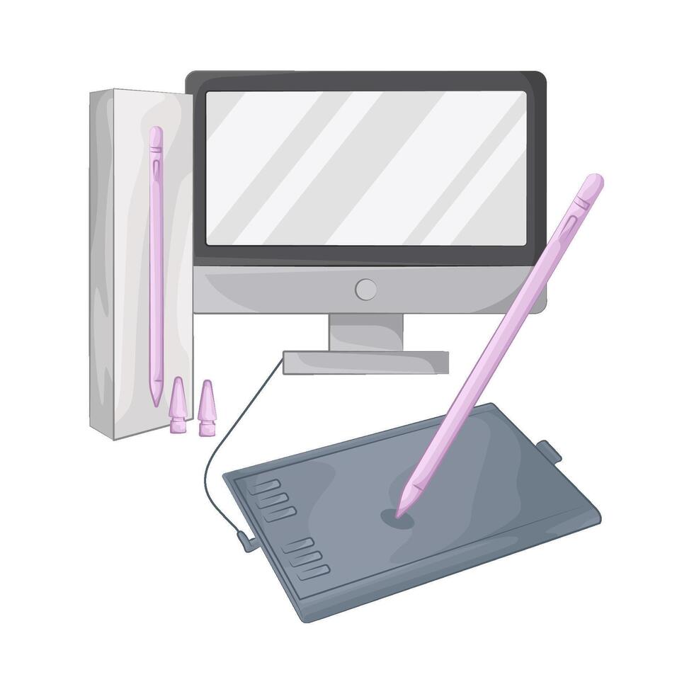 drawing on a pen tablet illustration vector