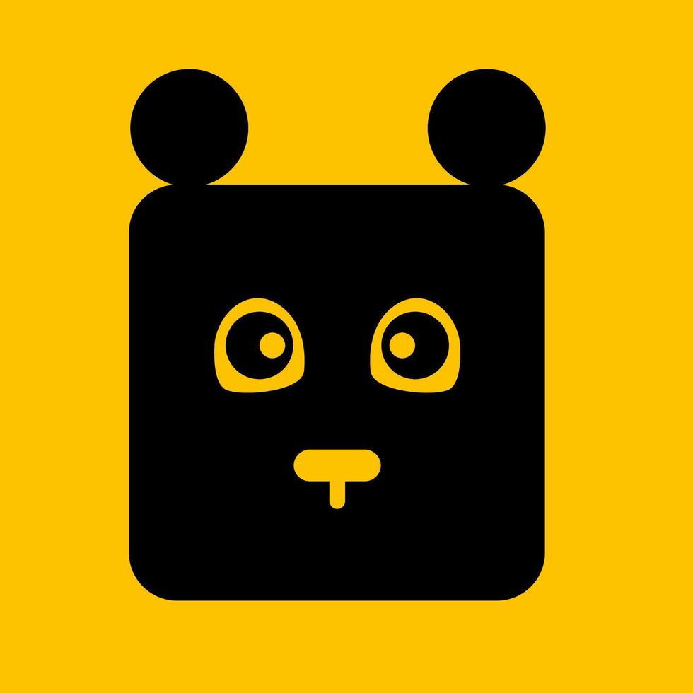 editable puppy face icon logo with yellow background vector