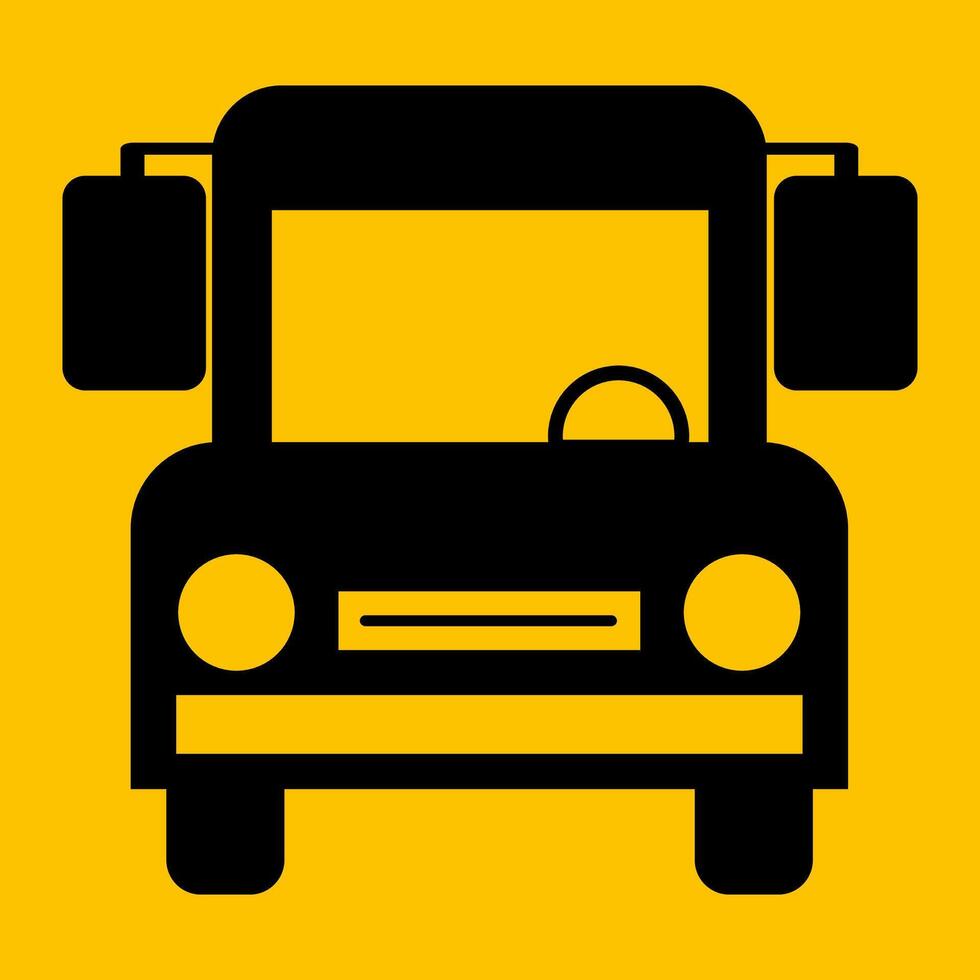 editable school bus icon logo with yellow background vector