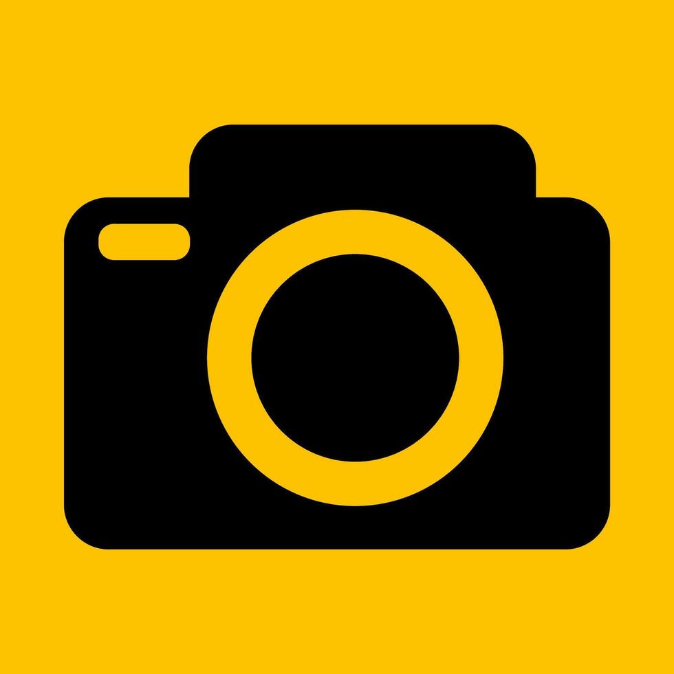 editable camera icon logo with yellow background vector