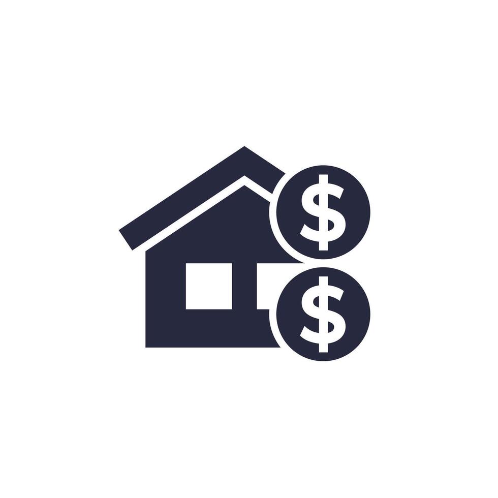 rent icon with house and money vector