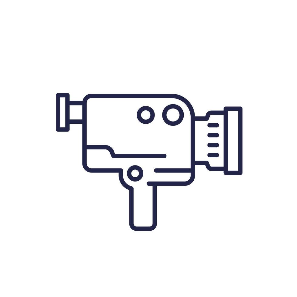 camcorder icon, retro camera line vector