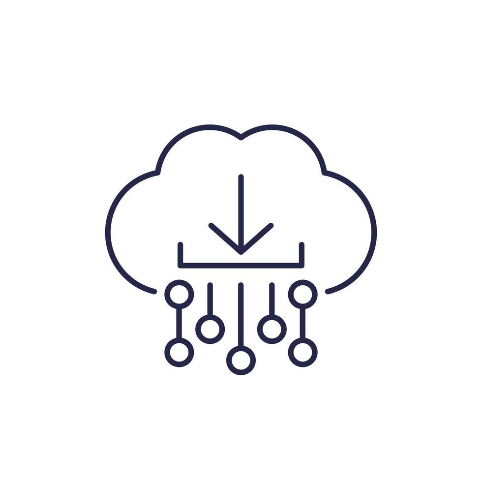 Download icon with a cloud, line vector