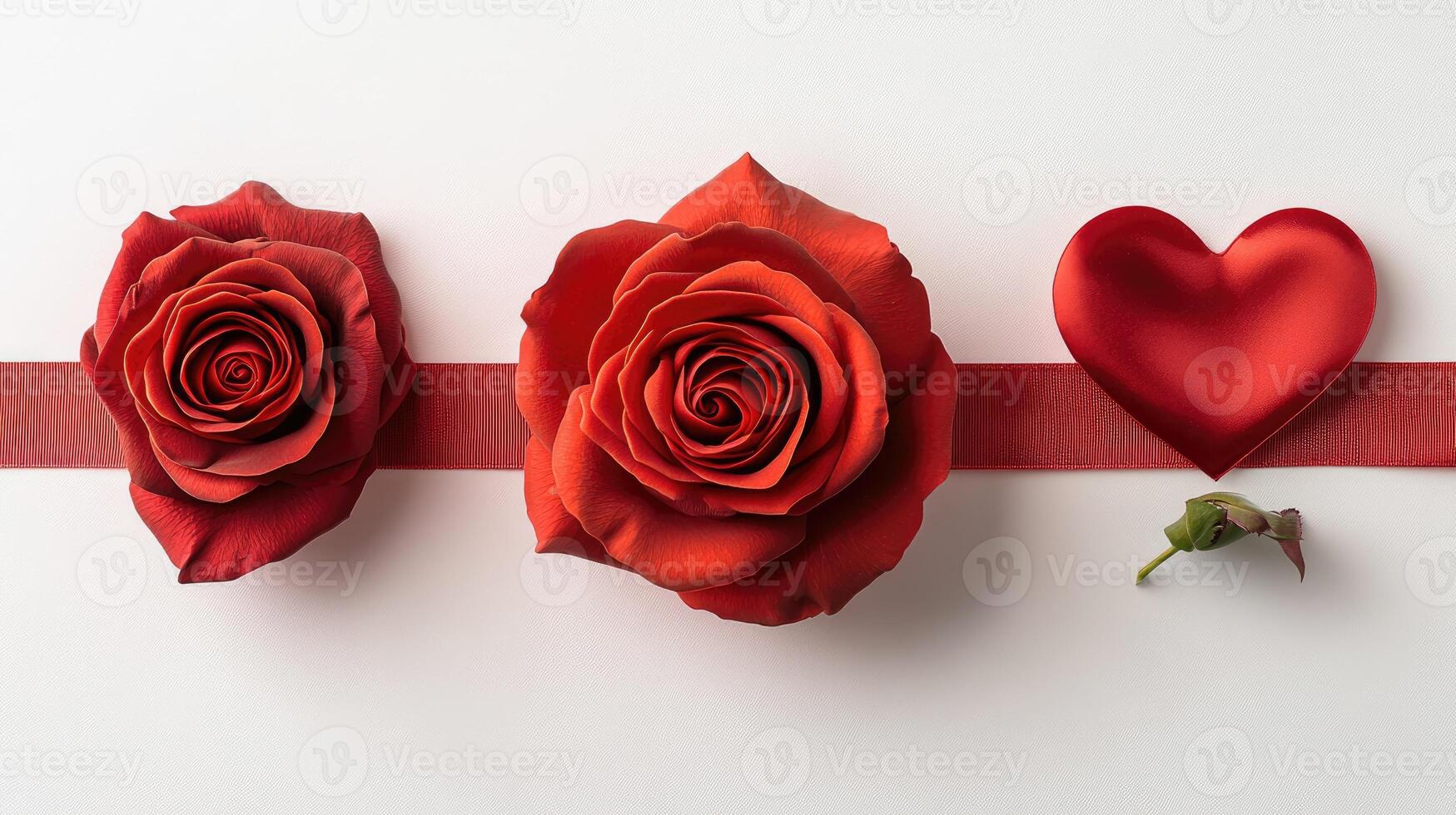 Red roses and heart showing romantic love for valentine's day photo