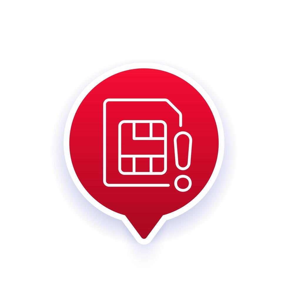 SIM card error icon, line design vector