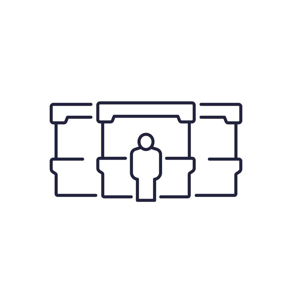 exhibition stands line icon on white vector