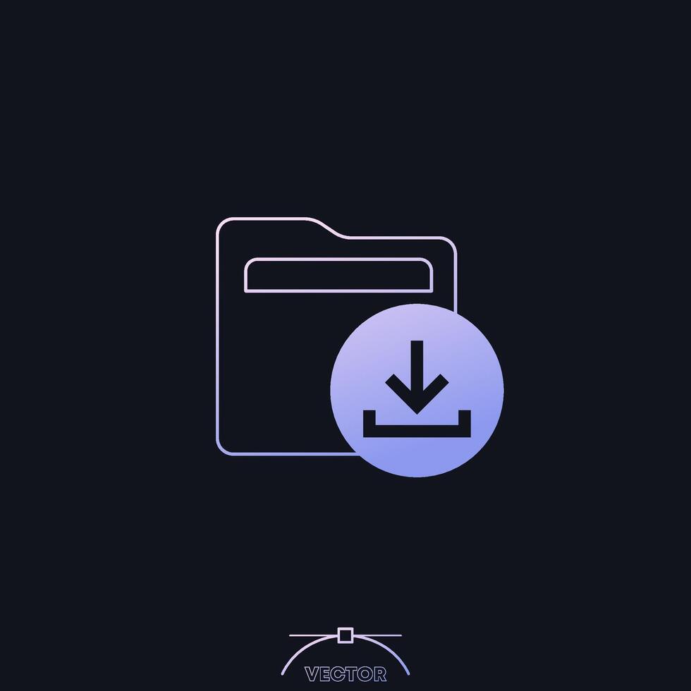 Download folder icon with gradient vector