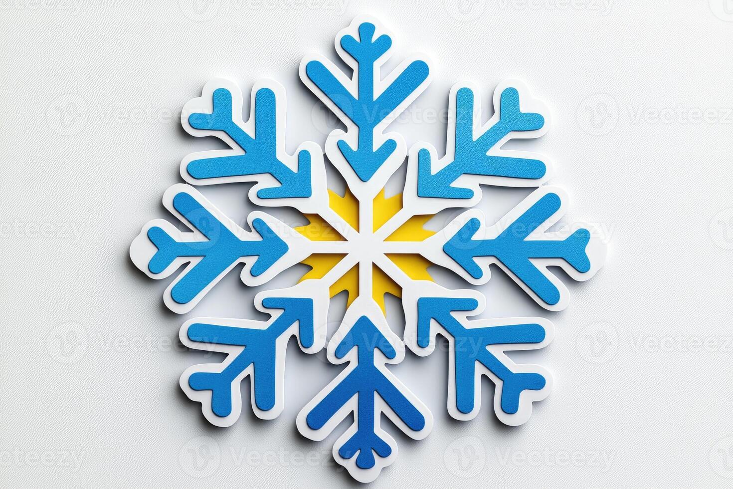 Blue and yellow snowflake celebrating winter holidays with festive decoration photo
