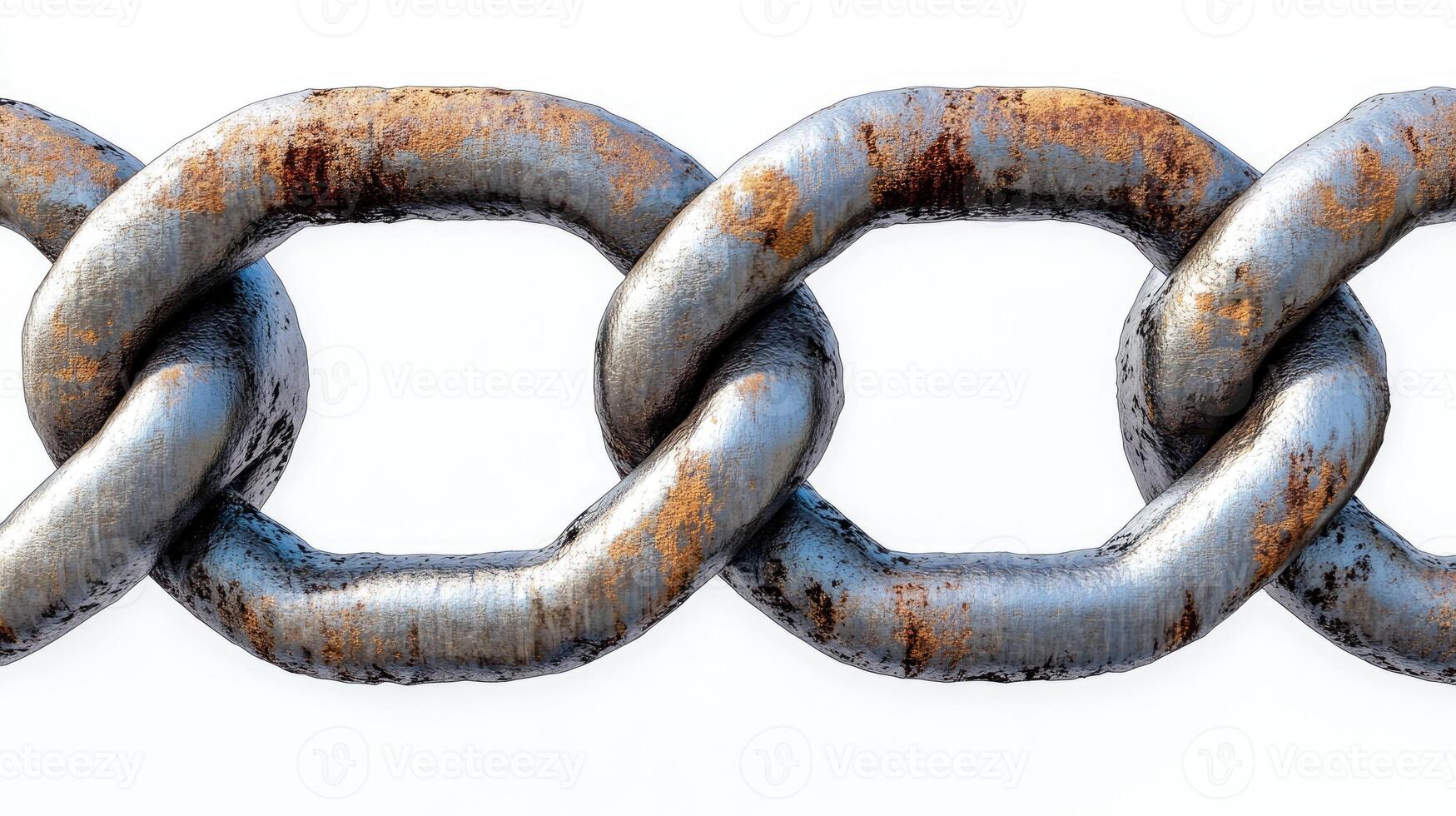 Rusty metal chain connecting links symbolizing strength and security photo