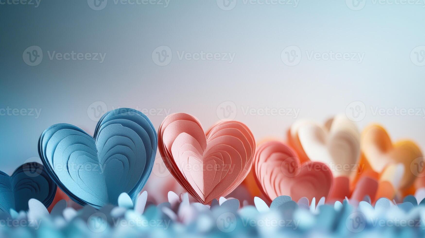 Row of paper hearts creating romantic atmosphere photo