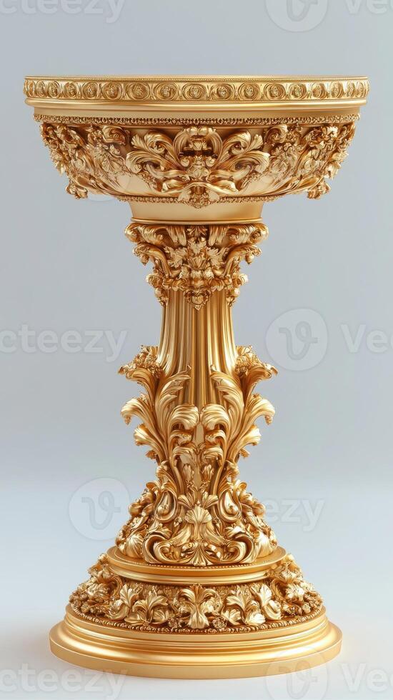 Golden ornate pedestal showcasing exquisite craftsmanship and elegance photo
