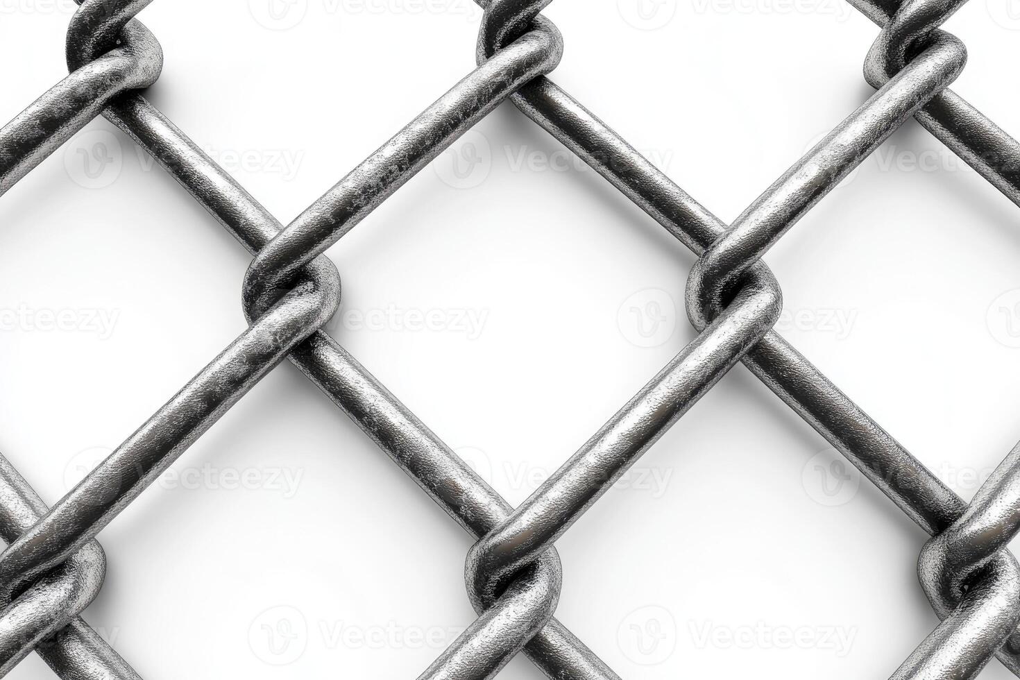 Close-up of metal chain link fence creating diamond pattern photo