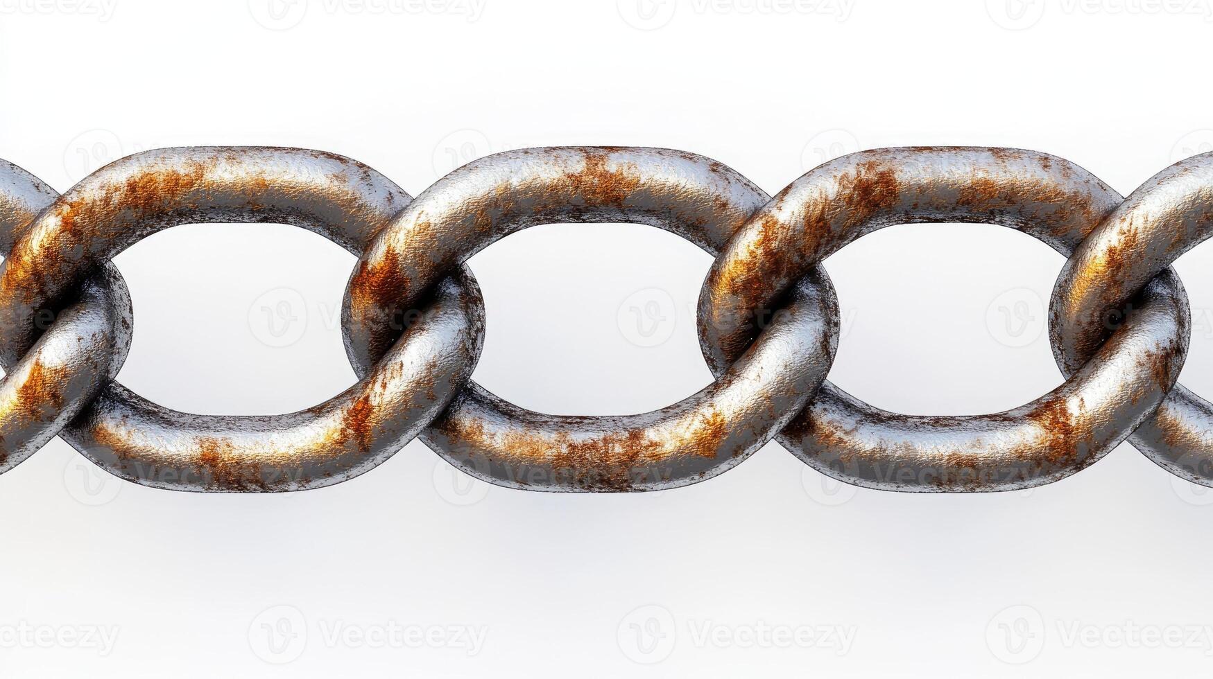 Rusty metal chain connecting links symbolizing strength and security photo