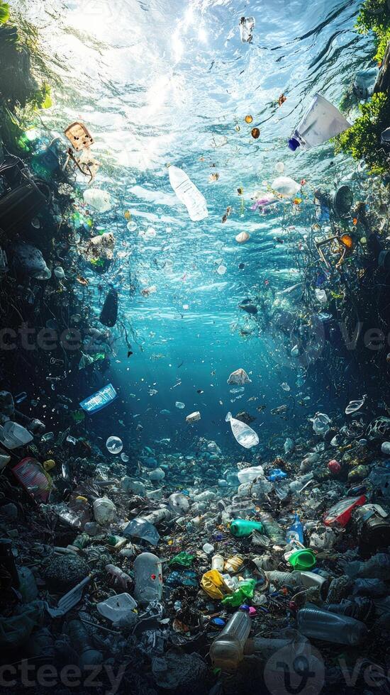 Plastic pollution is contaminating ocean water and seabed photo