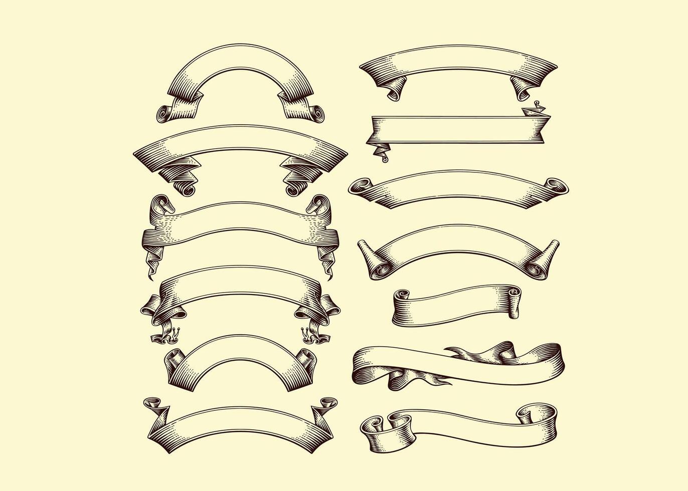 Ribbons collection. Ribbon banner. Ribbons and banners. Flat ribbons. Set of Ribbons and banner. Banner illustration. Set of banner. Set of scroll ribbon, vintage. blank vector