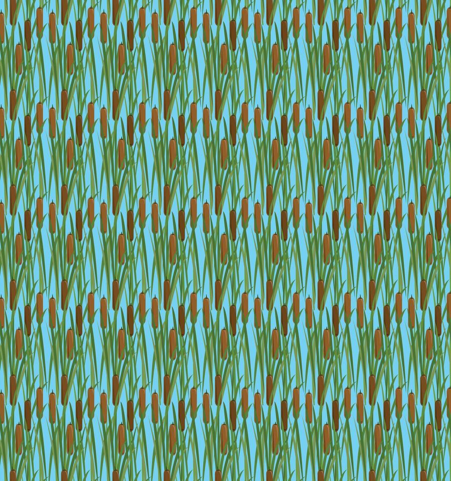 Abstract swamp grass with cattails pattern lesser bulrush narrow leaf cattail reedmace art. pattern vector
