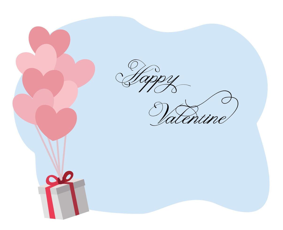 gift box with heart balloon floating in the sky happy or valentine day banner paper vector