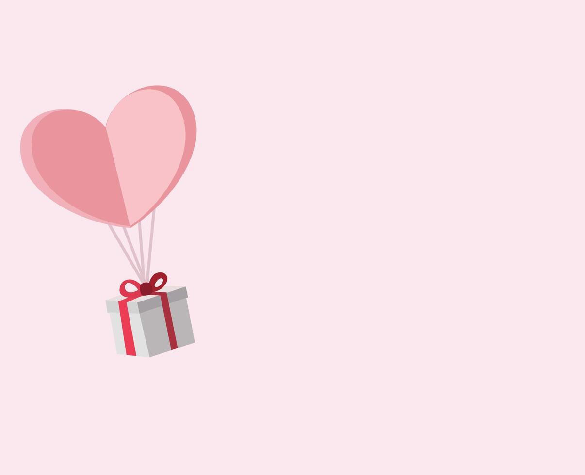 gift box with heart balloon floating in the sky happy or valentine day background vector