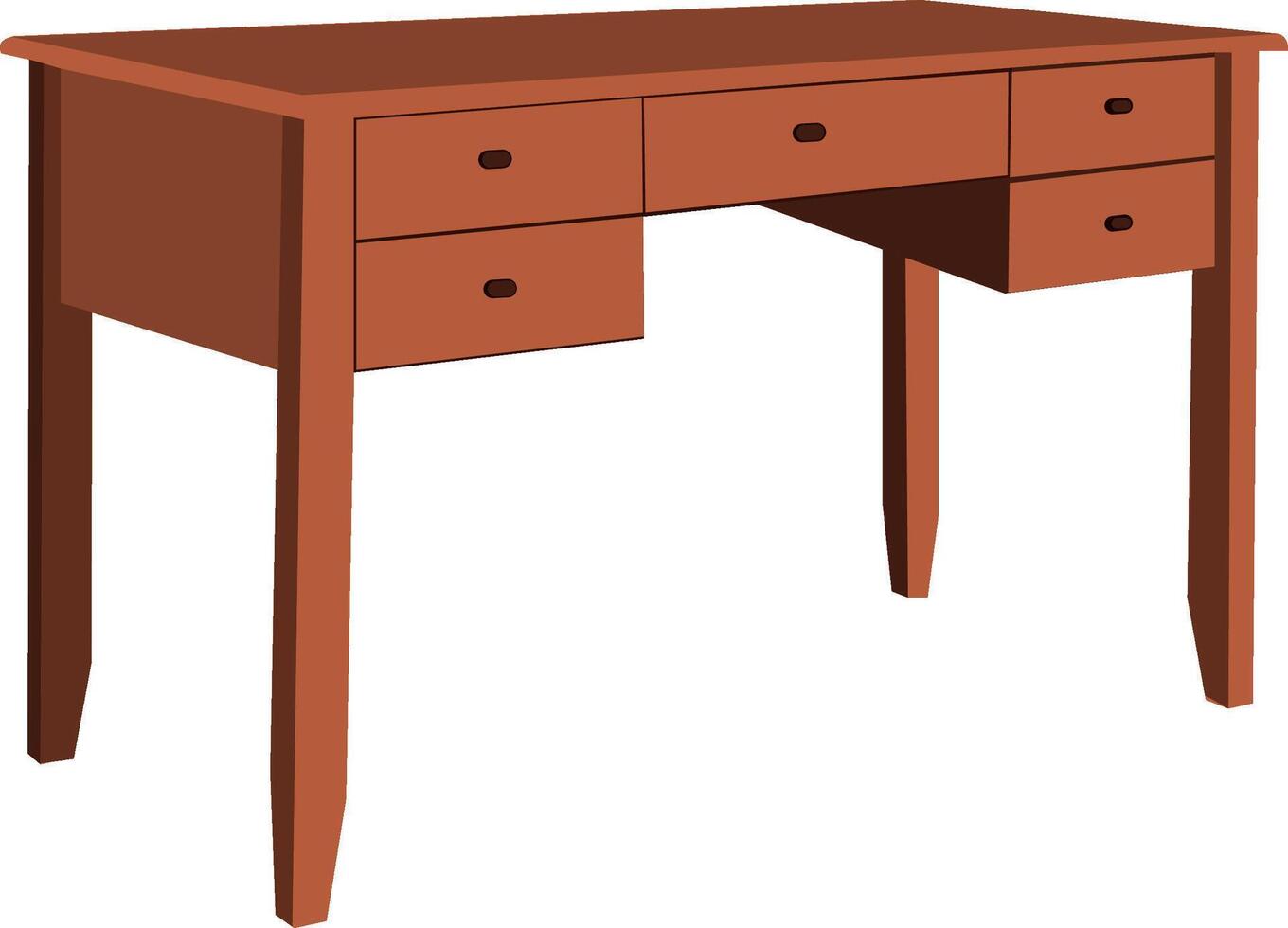 An old desk with three drawers vector