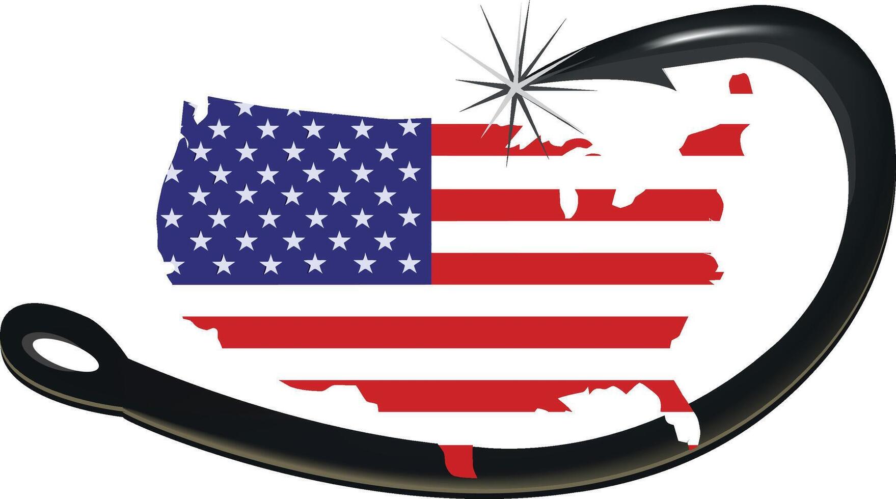 The usa and a hook with an american flag vector