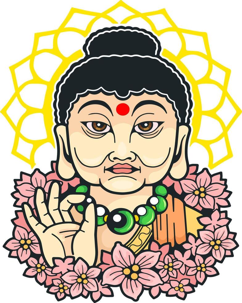 buddha with flowers vector