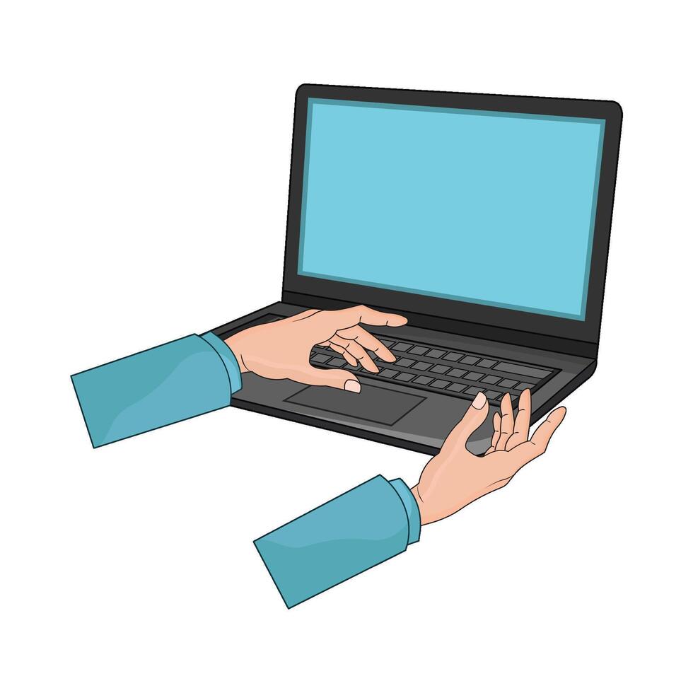 hands laptop illustration vector