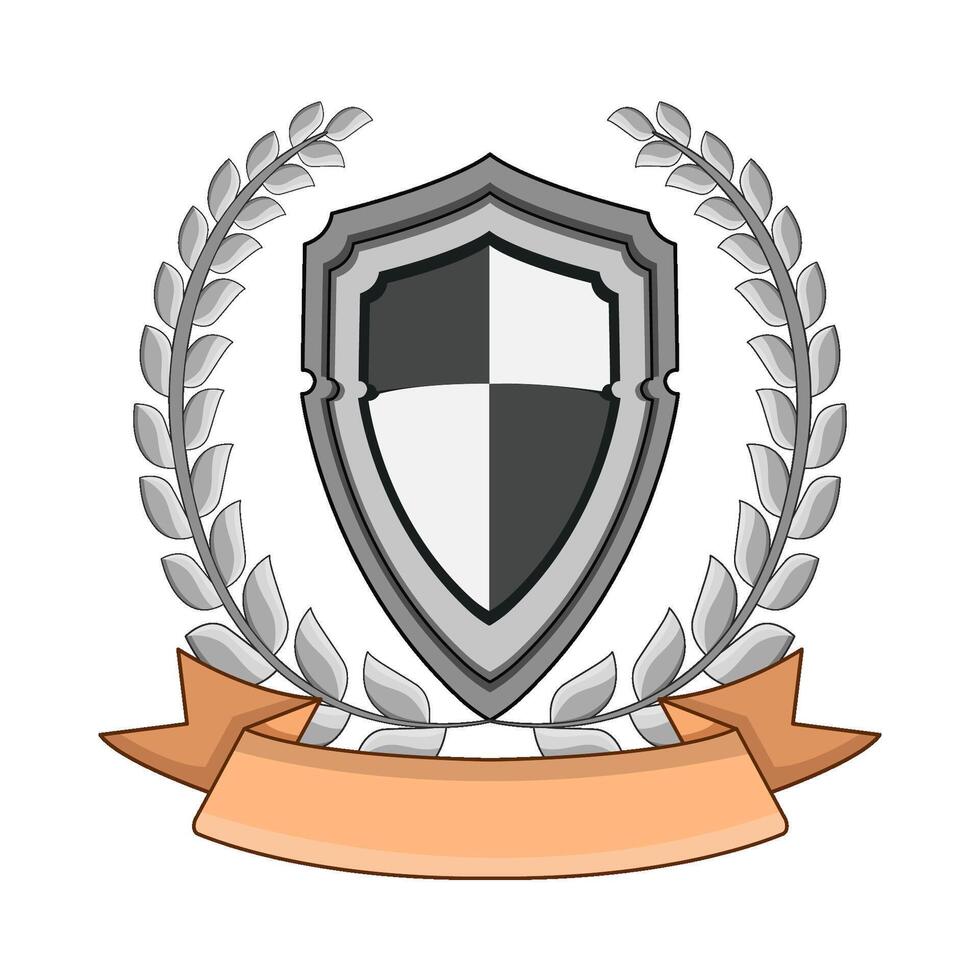 illustration of shield with laurel wreath and ribbon vector