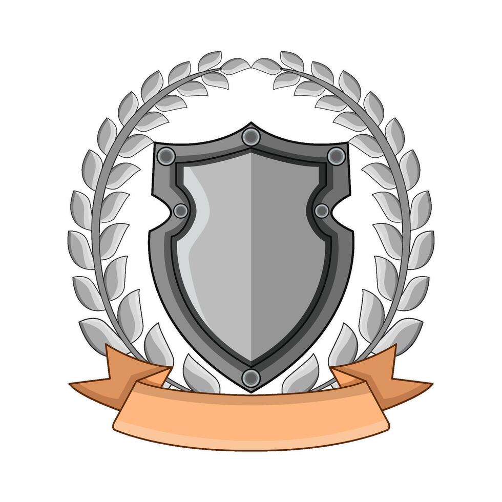 shield with laurel wreath and ribbon vector