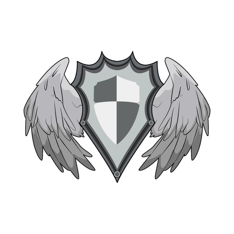 Bold Shield with Angelic Wings vector