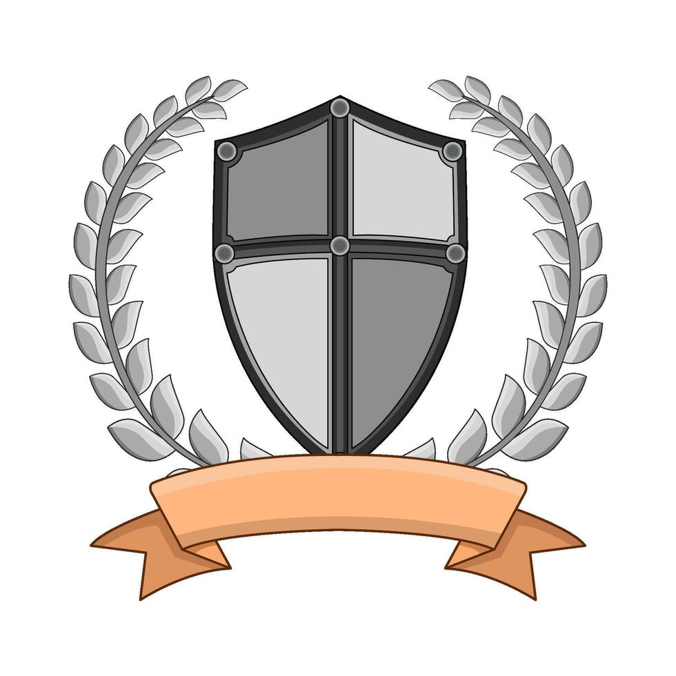 illustration of shield ribbon with laurel wreath vector