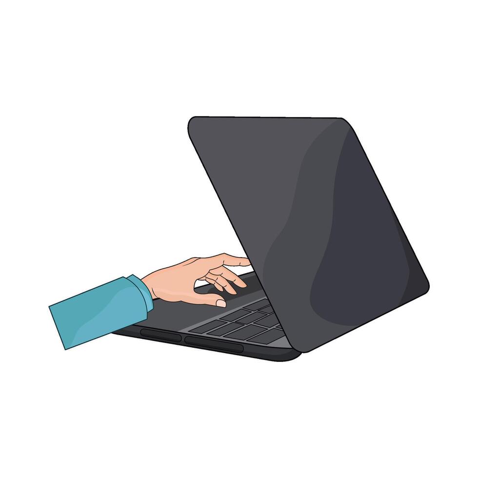 illustration of hand on laptop vector