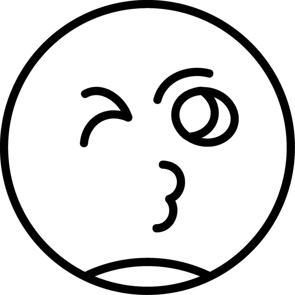 Face Blowing a Kiss Line Icon vector
