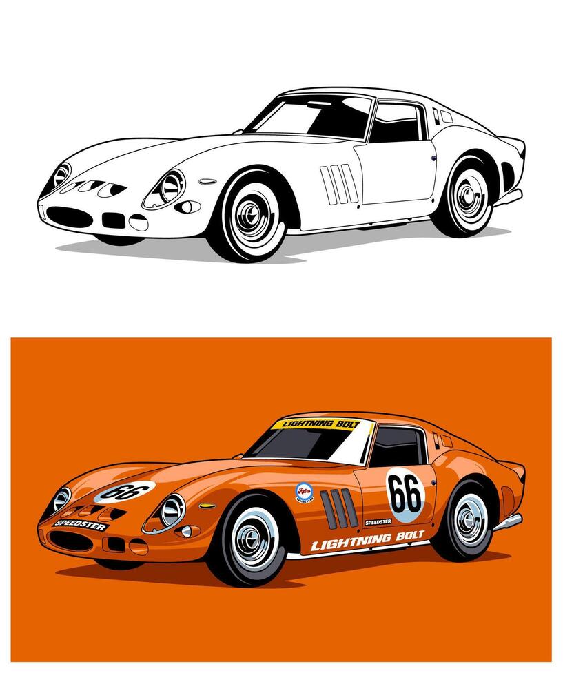 Lightning Bolt Racing Car Illustration vector
