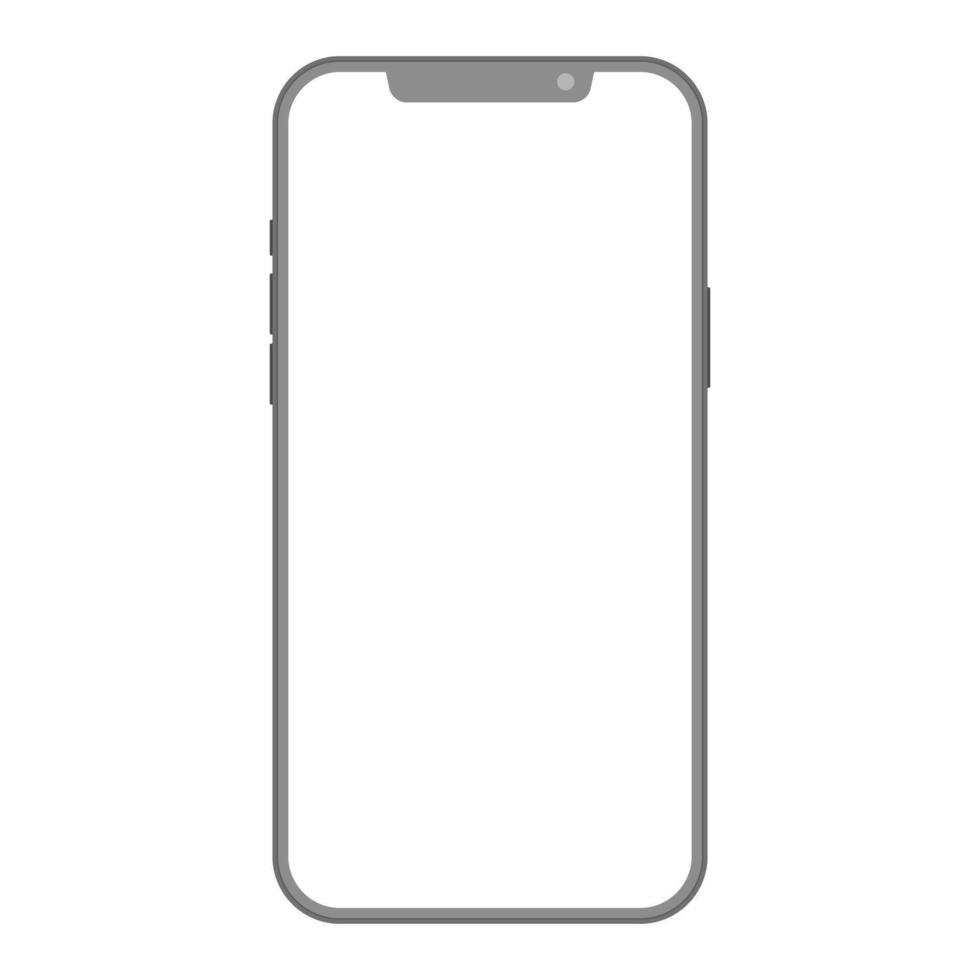 Black frame isolated mobile phone mockup template. Smartphone device with blank screen for advertisement vector