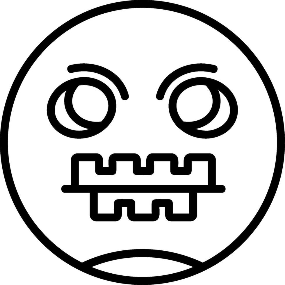 Zipper-Mouth Face Line Icon vector
