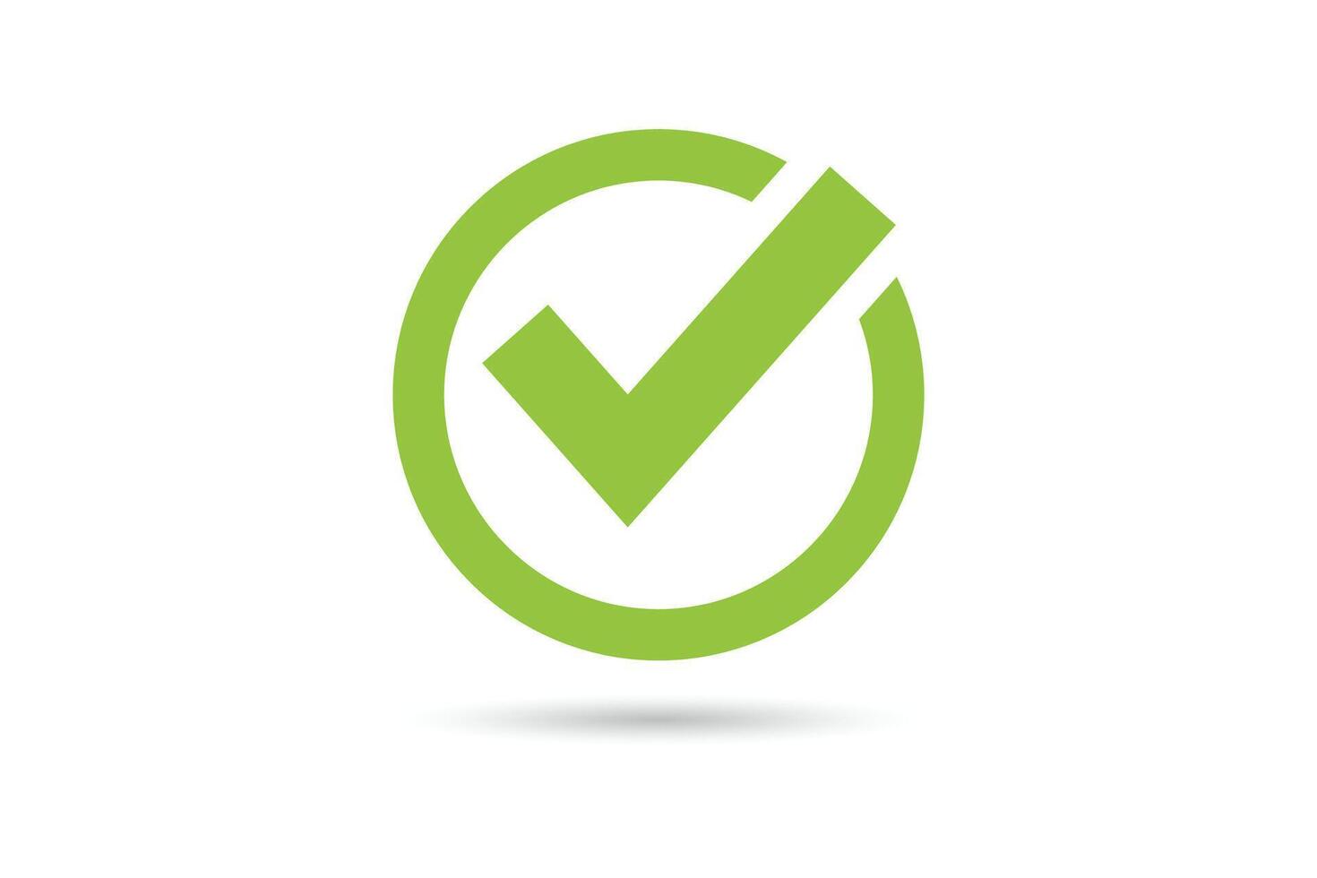 Bright green checkmark icon. Approved icons on white background. vector