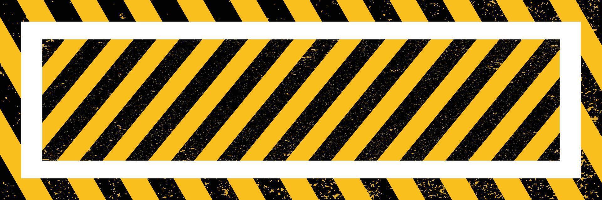Warning frame grunge diagonal stripes. Bordered by textured yellow and black caution stripes. vector