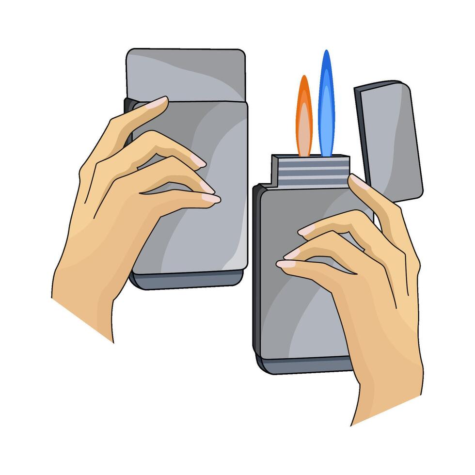 illustration of hand with gas lighter vector