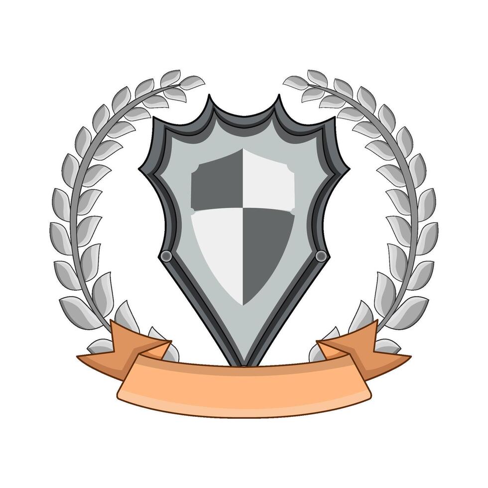 shield with laurel wreath and ribbon illustration vector