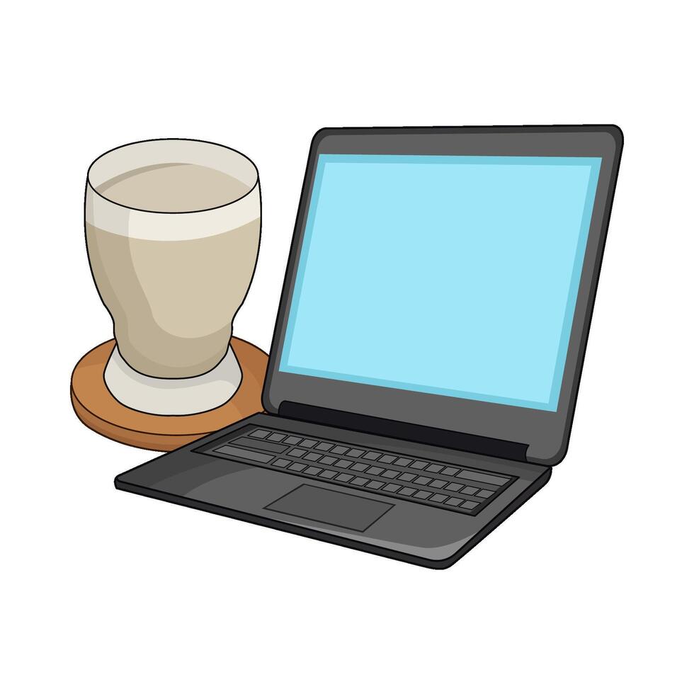 laptop and coffee cup vector