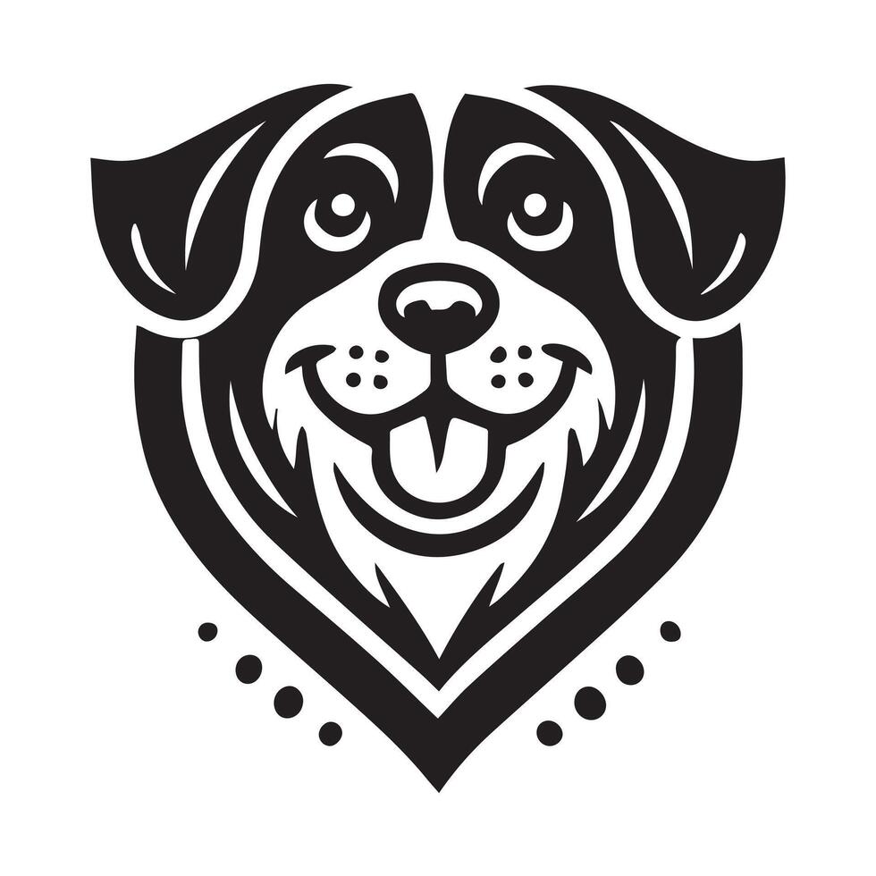 A cheerful, black and white cartoon dog illustration. vector